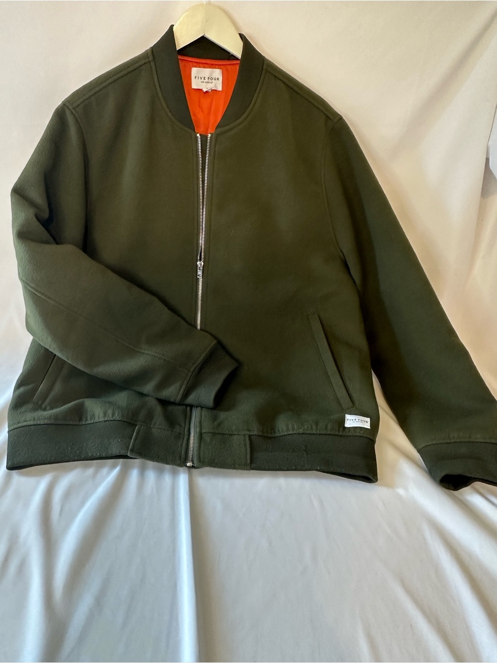 Five Four Dark Olive Green Bomber Jacket with Orange Lining